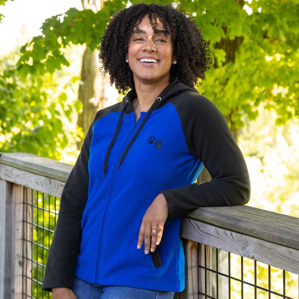 Women's Paw Print Hooded Fleece Jacket