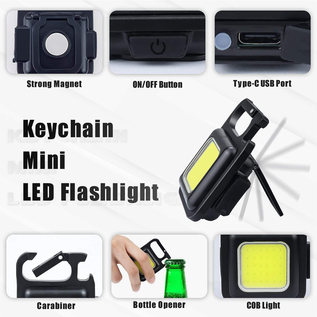 USB-C Rechargeable Magnetic COB Keychain Work Light