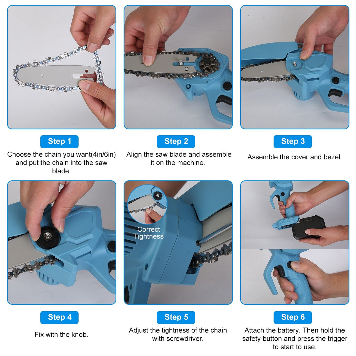 Cordless Mini Chainsaw Kit with 4 & 6 in. Chains