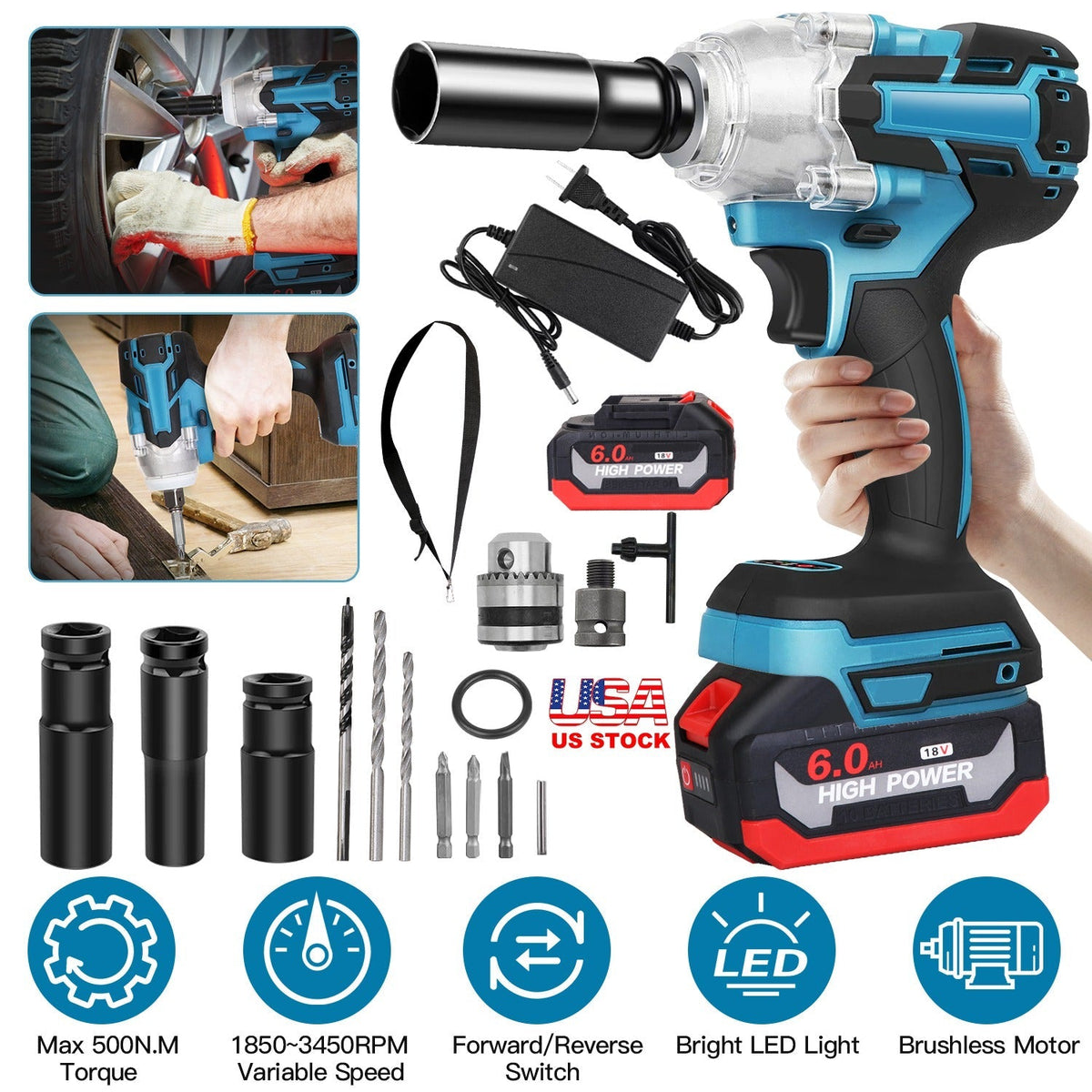 3-in-1 Cordless Impact Wrench, Drill & Screwdriver Kit