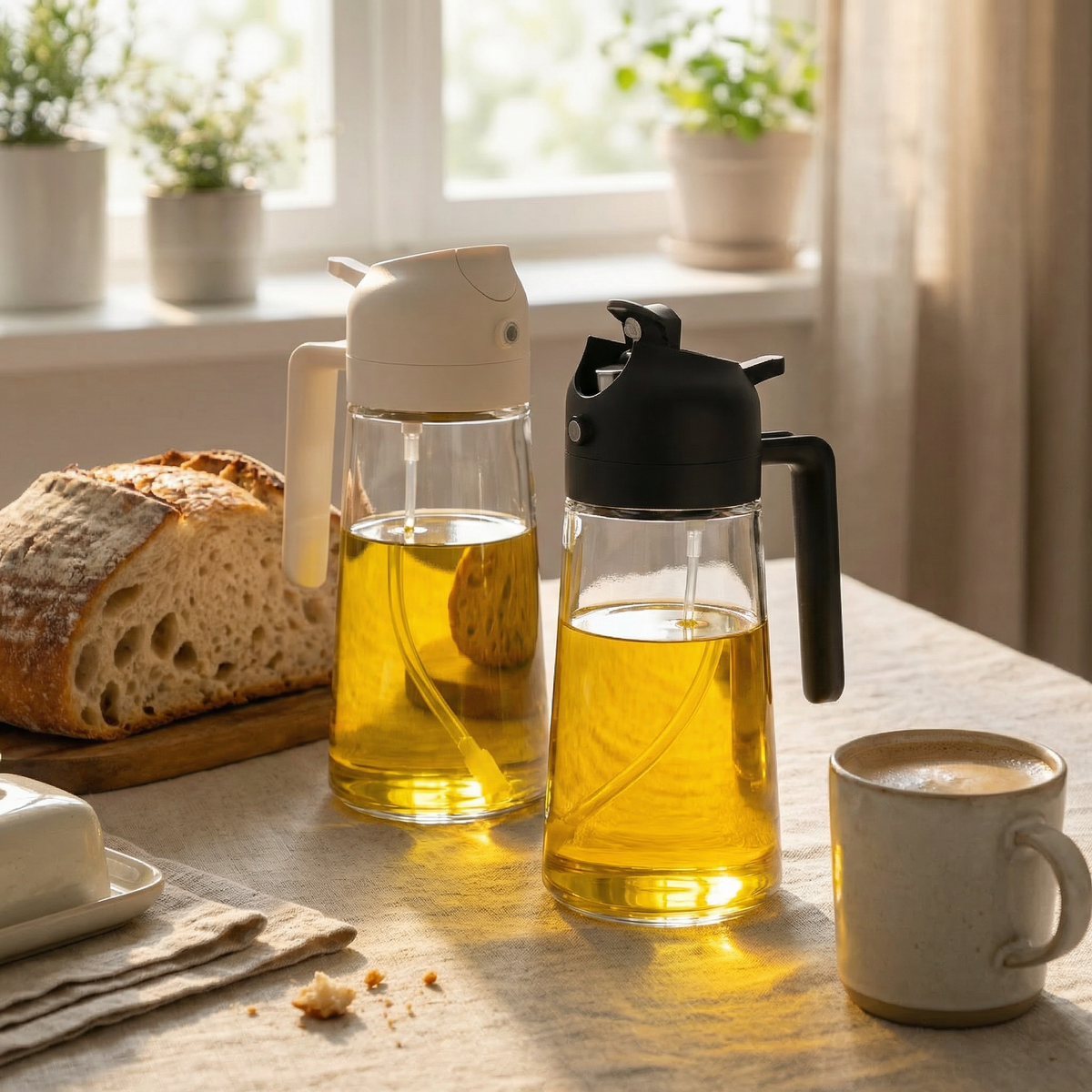 2-Pack Glass Olive Oil Sprayer & Dispenser - 16 oz