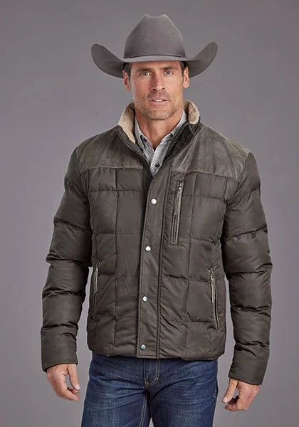 Stetson Men's Quilted Insulated Nylon Jacket - Grey
