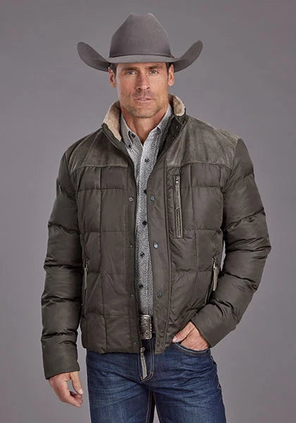 Stetson Men's Quilted Insulated Nylon Jacket - Grey