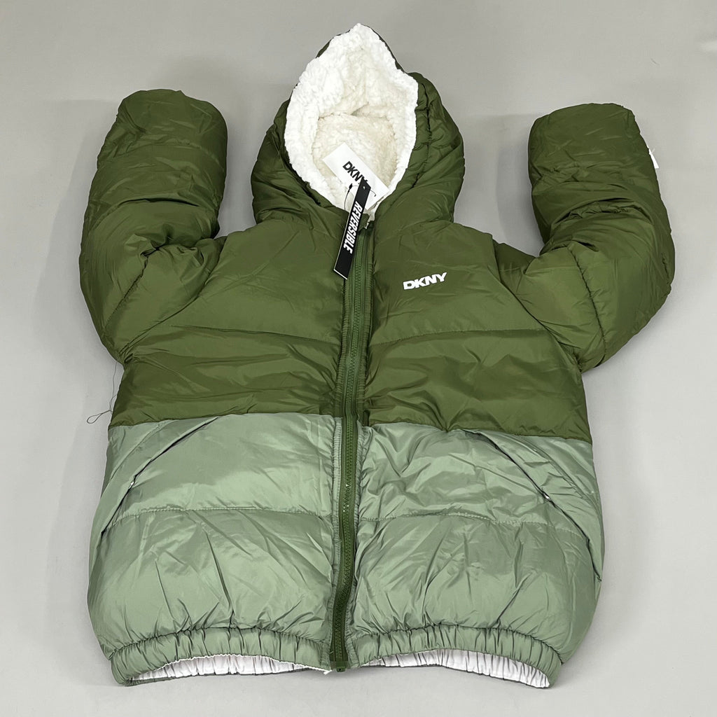 DKNY Boys' Puffer Parka - Olive, Size 14/16