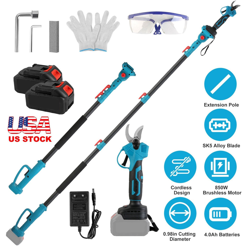 21V Cordless Pruning Shears with Extension Pole