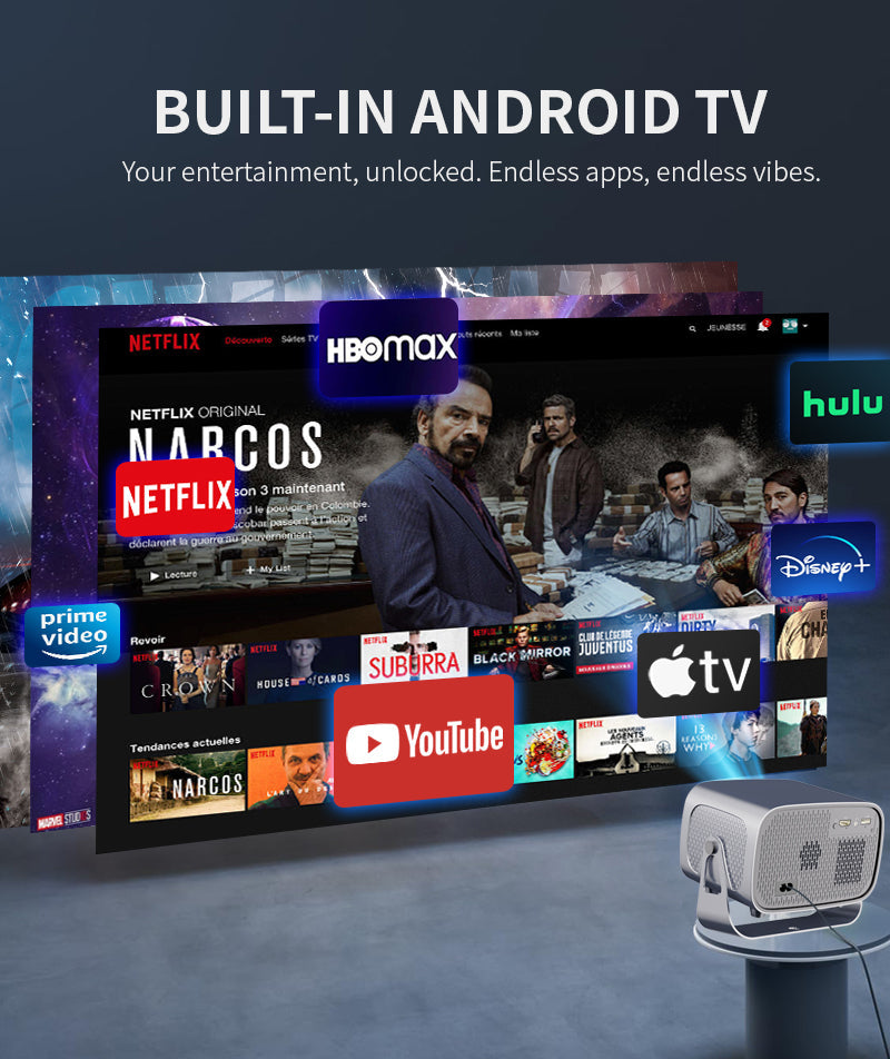 A10 Smart Projector – Native 720p, Android 14