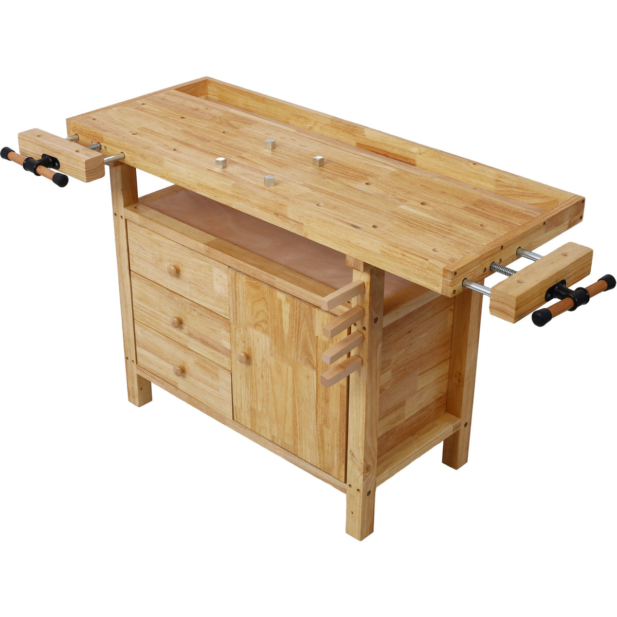 Wood Workbench - Heavy-Duty Wooden Workbench with Vise