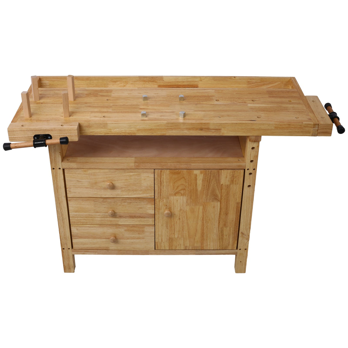 Wood Workbench with Heavy-Duty Vise - Rubberwood