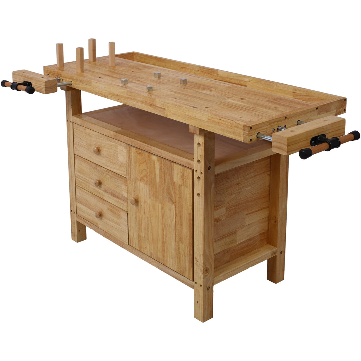 Wood Workbench - Heavy-Duty Wooden Workbench with Vise