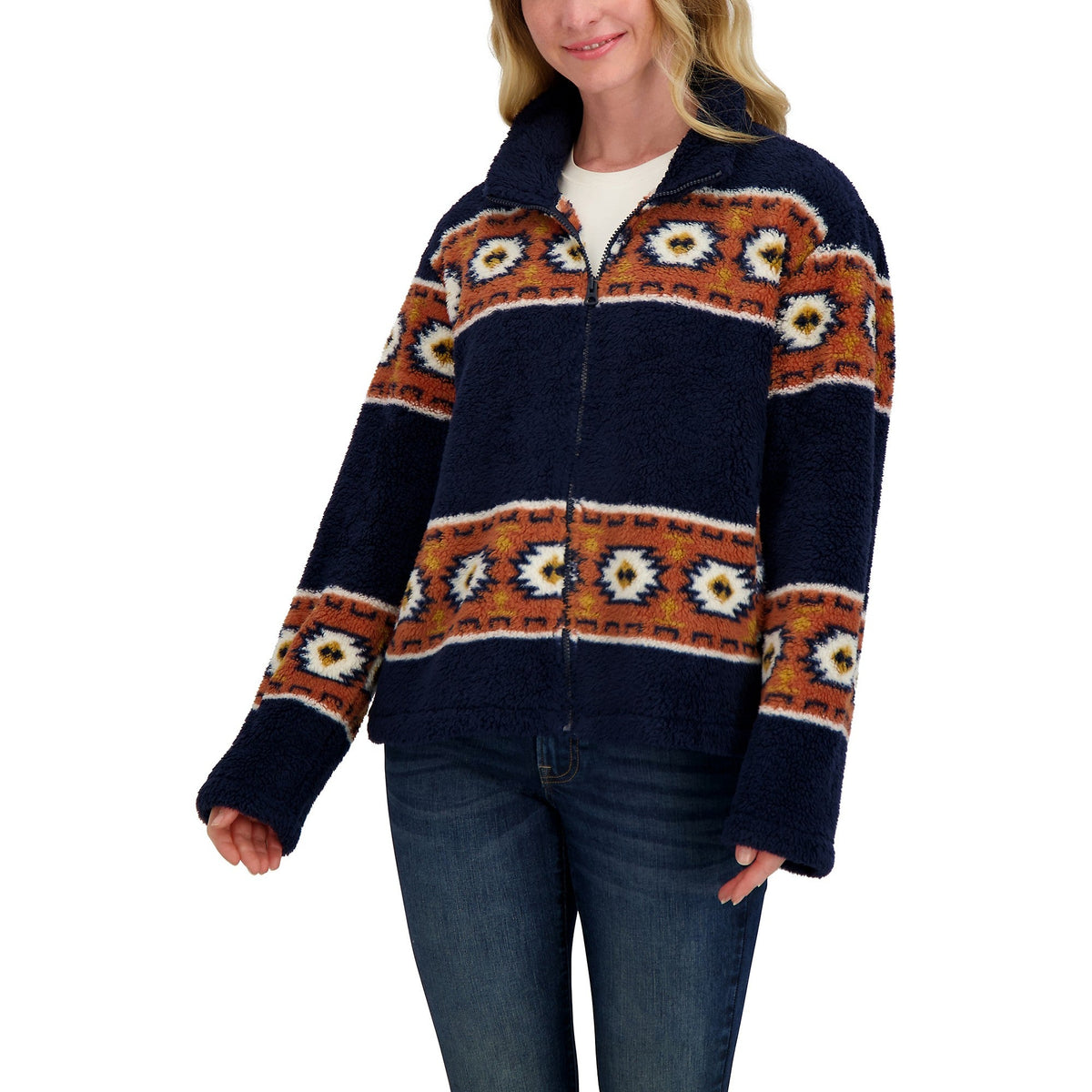 Lucky Brand Women's Sherpa Jacket - Navy Multi