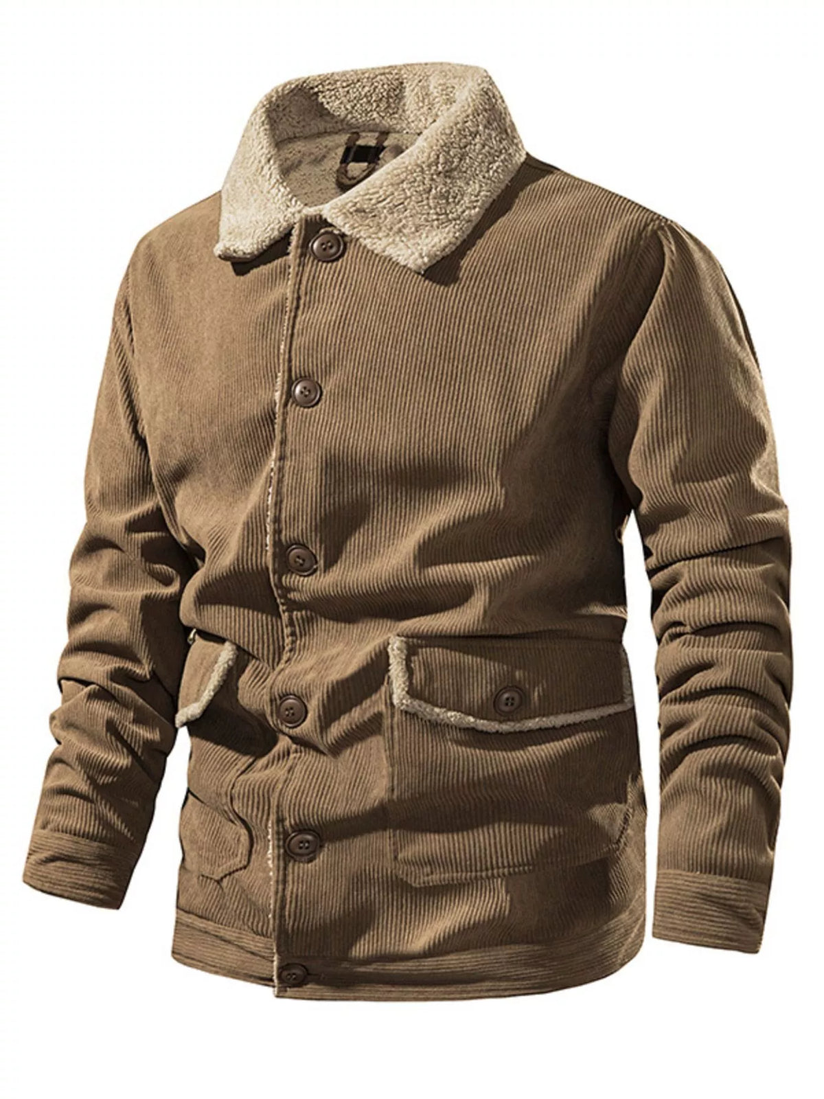 Men's Corduroy Sherpa-Lined Button-Up Jacket