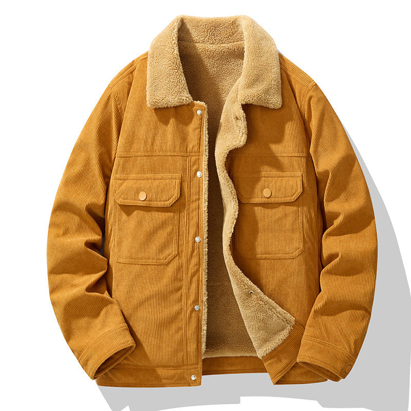 Men's Corduroy Fleece-Lined Winter Jacket