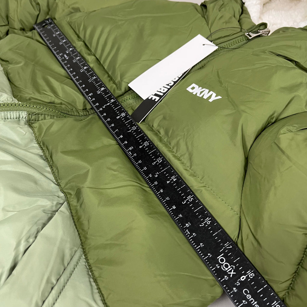 DKNY Boys' Puffer Parka - Olive, Size 14/16