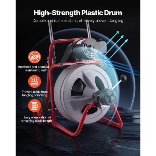 VEVOR 75-ft Auto-Feed Drain Cleaning Machine