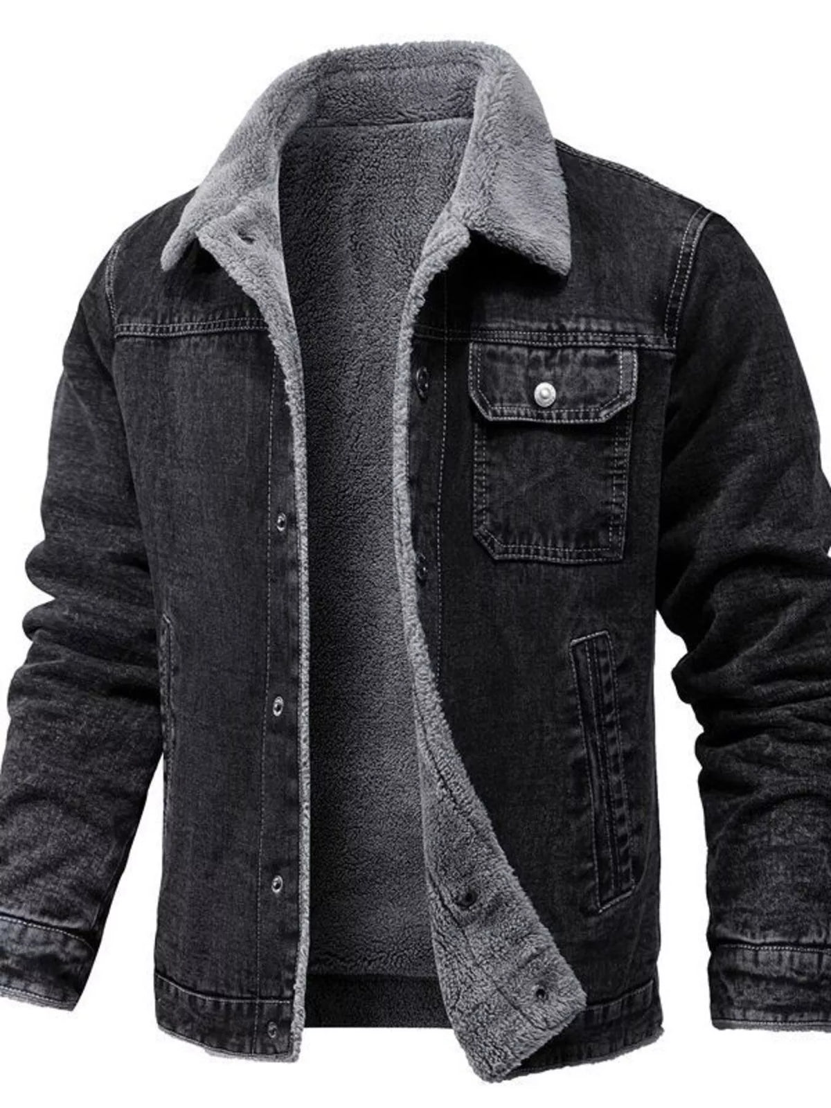 Men's Sherpa-Lined Denim Jacket