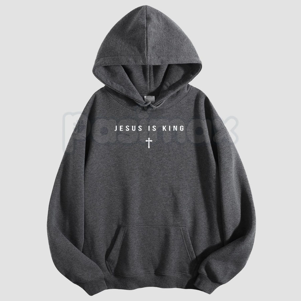Jesus Is King Cross Graphic Hoodie – Faith-Based Christian Apparel, Religious Statement Pullover, Unisex