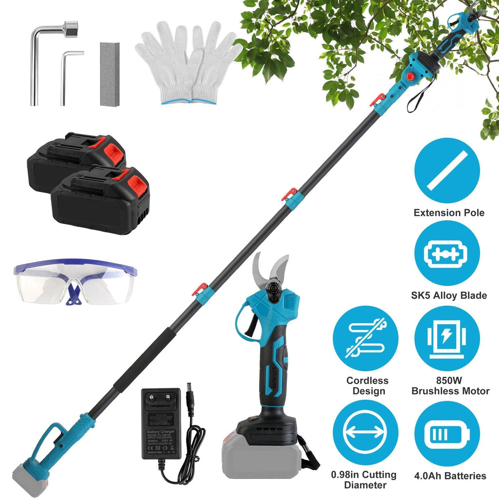 21V Cordless Pruning Shears with Extension Pole