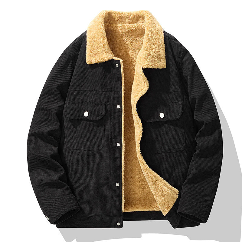 Men's Corduroy Fleece-Lined Winter Jacket