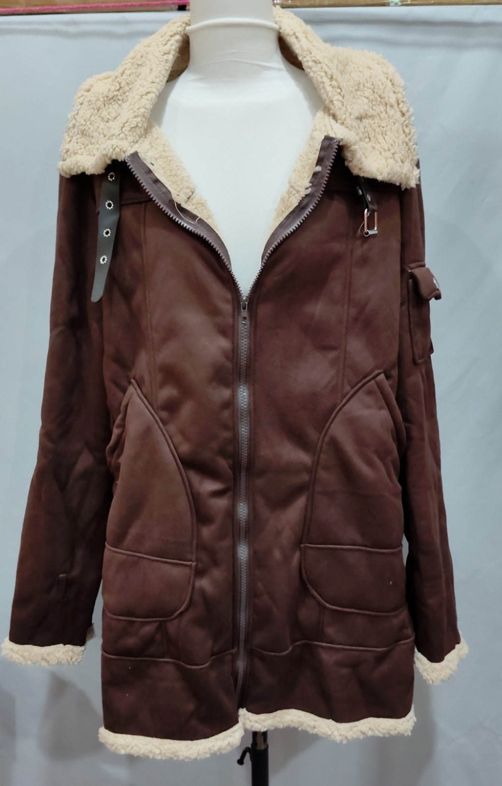 Men's Fleece Winter Jacket with Fur Collar