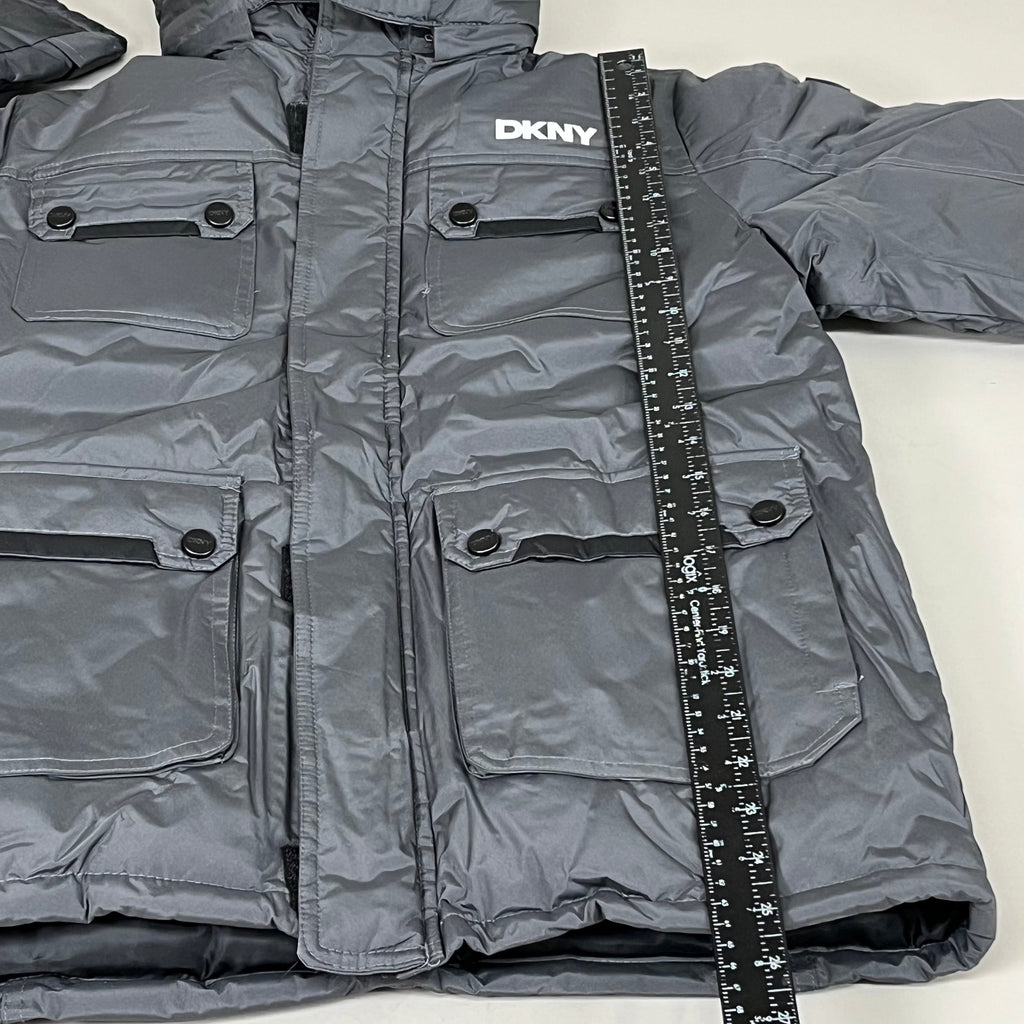 DKNY Boys' Puffer Parka - Charcoal, Size 14/16