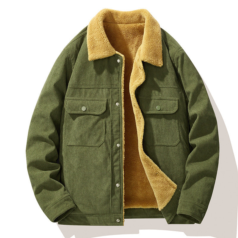 Men's Corduroy Fleece-Lined Winter Jacket