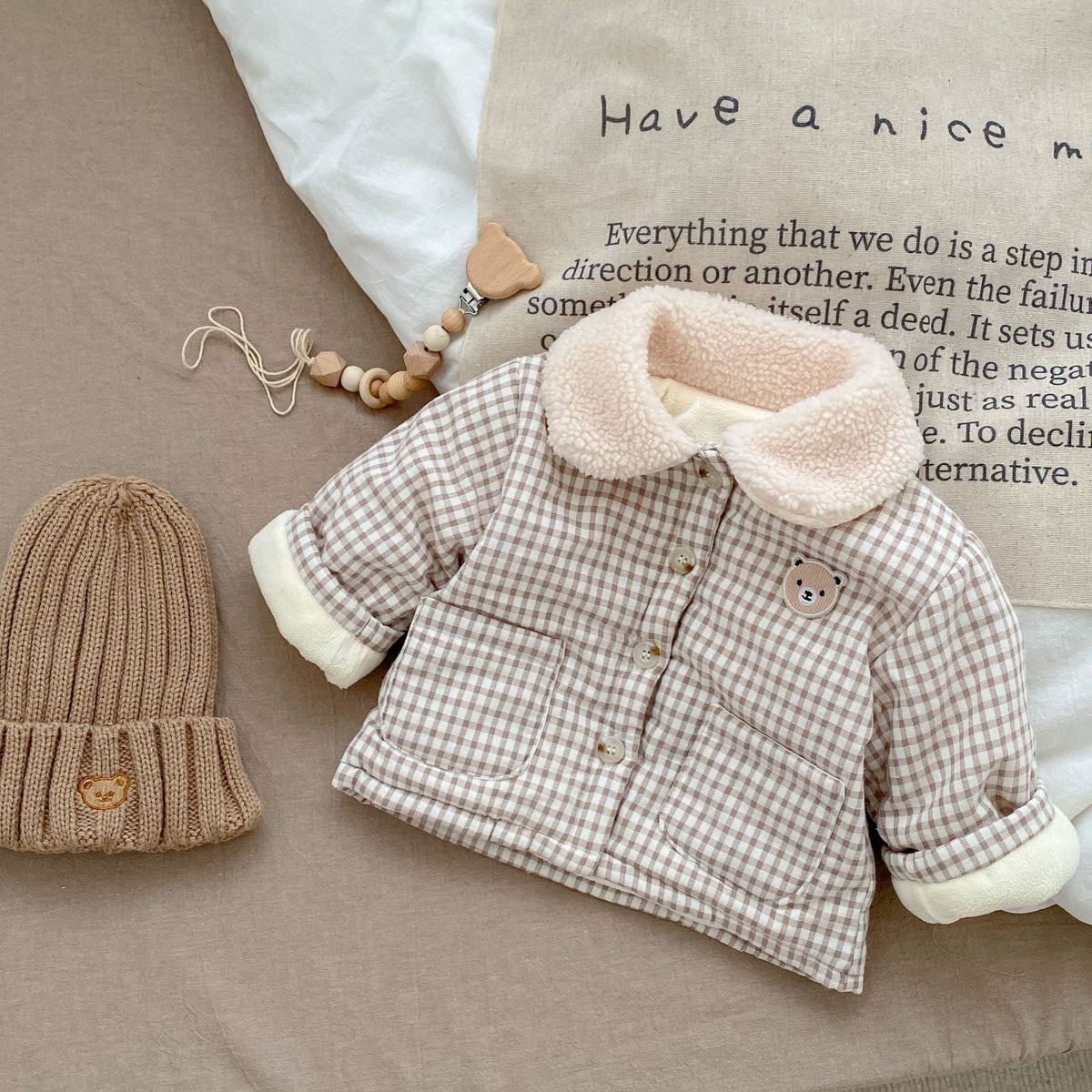 Baby Plaid Bear Quilted Winter Jacket
