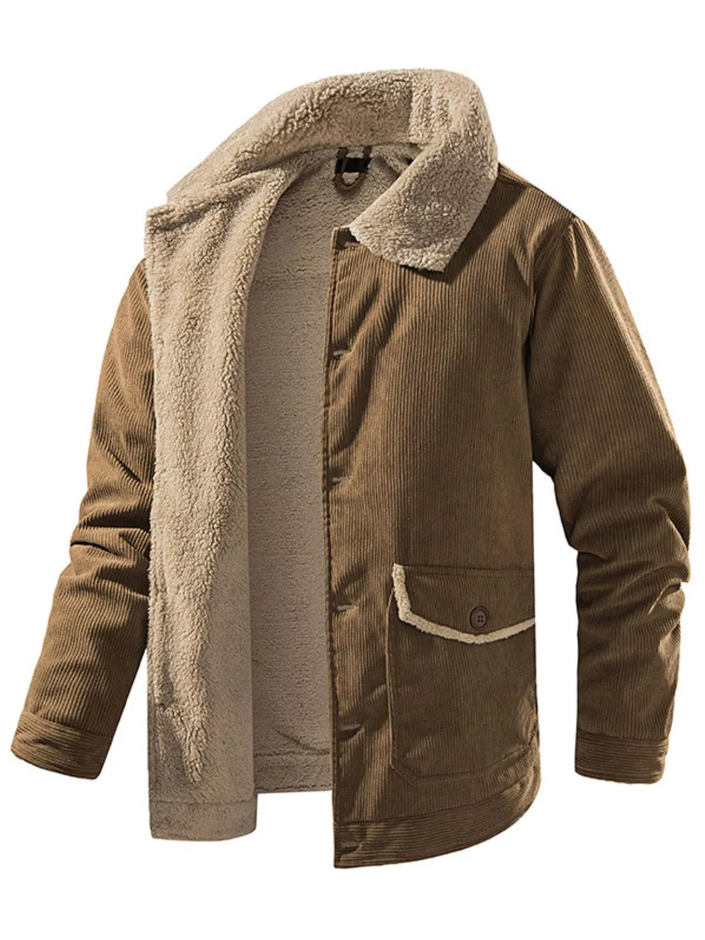 Men's Corduroy Sherpa-Lined Button-Up Jacket