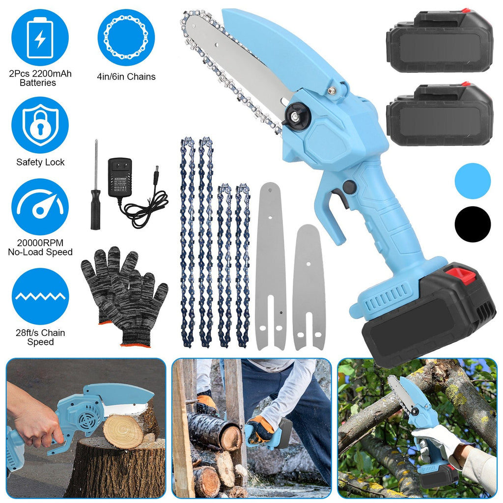 Cordless Mini Chainsaw Kit with 4 & 6 in. Chains