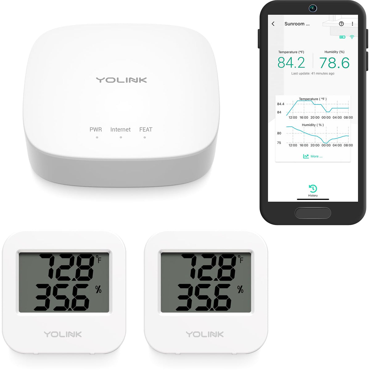 YoLink Smart Wireless Temperature Humidity Sensor, Freezer Fridge