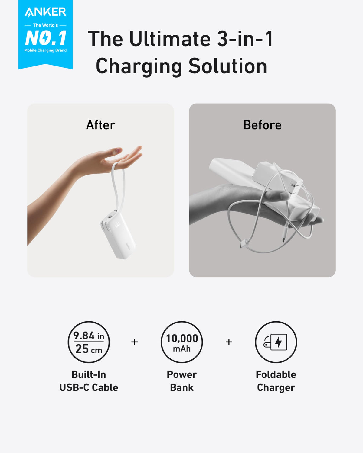 Anker 10K Fusion Power Bank with Built-In Cable
