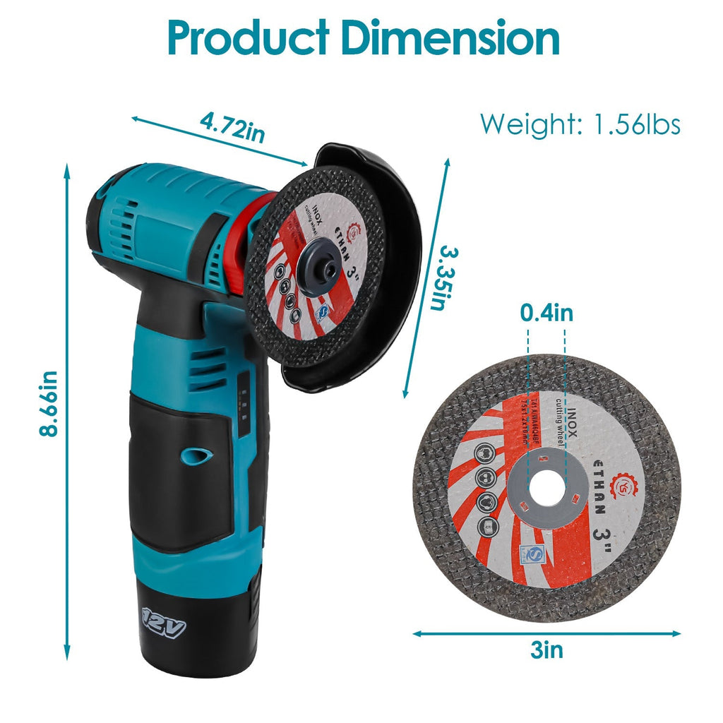 12V Cordless Mini Angle Grinder Kit with 2 Batteries