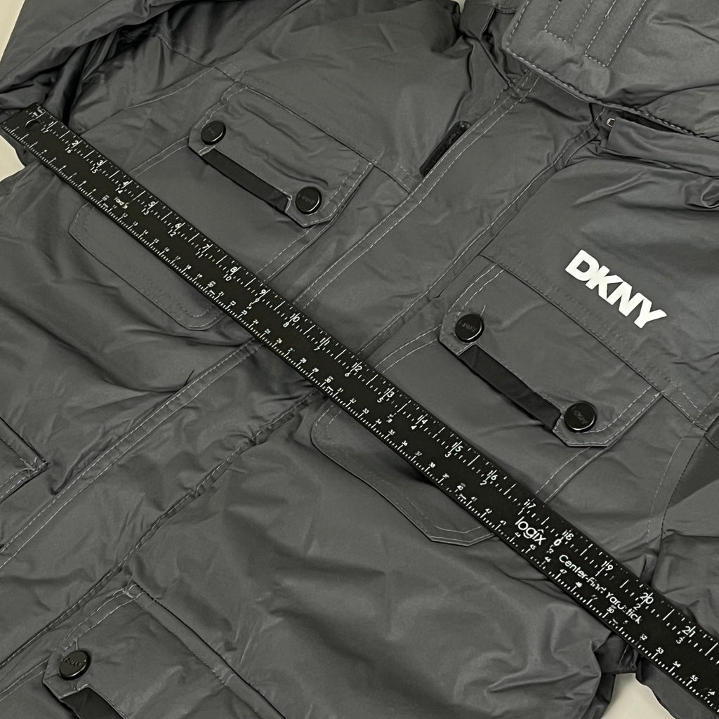 DKNY Boys' Puffer Parka - Charcoal, Size 14/16