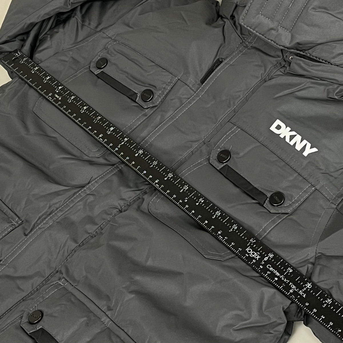 DKNY Boys' Puffer Parka - Charcoal, Size 14/16