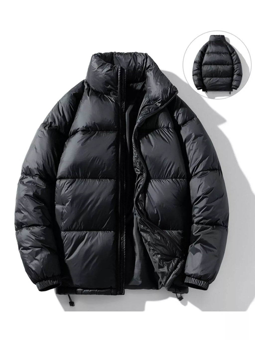 Men's Quilted Puffer Jacket with Stand Collar