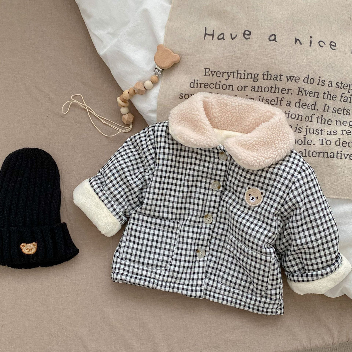 Baby Plaid Bear Quilted Winter Jacket