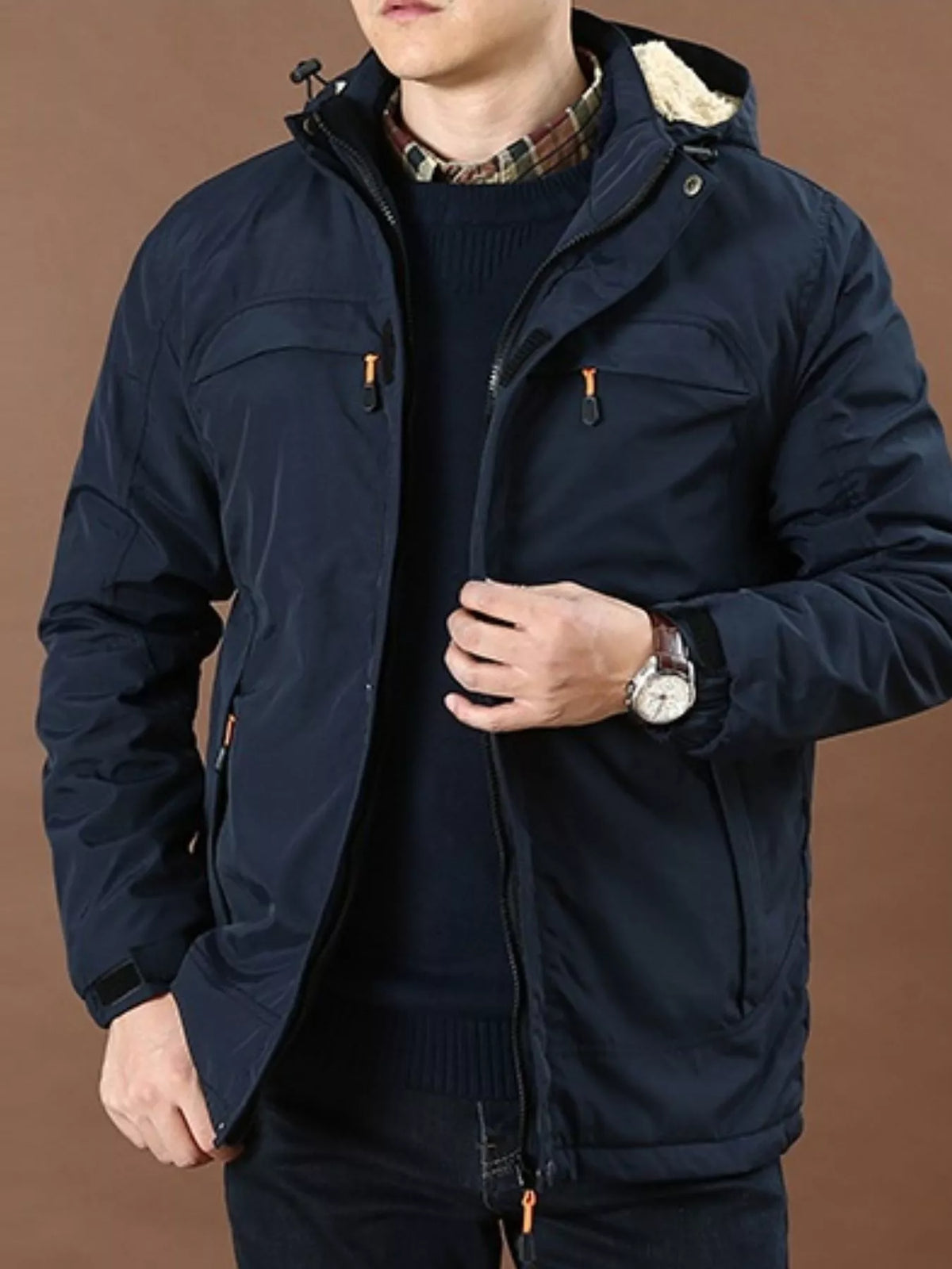 Men's Fleece-Lined Hooded Work Jacket