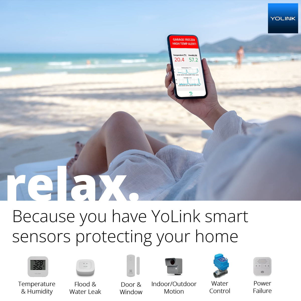 YoLink Smart Wireless Temperature Humidity Sensor, Freezer Fridge