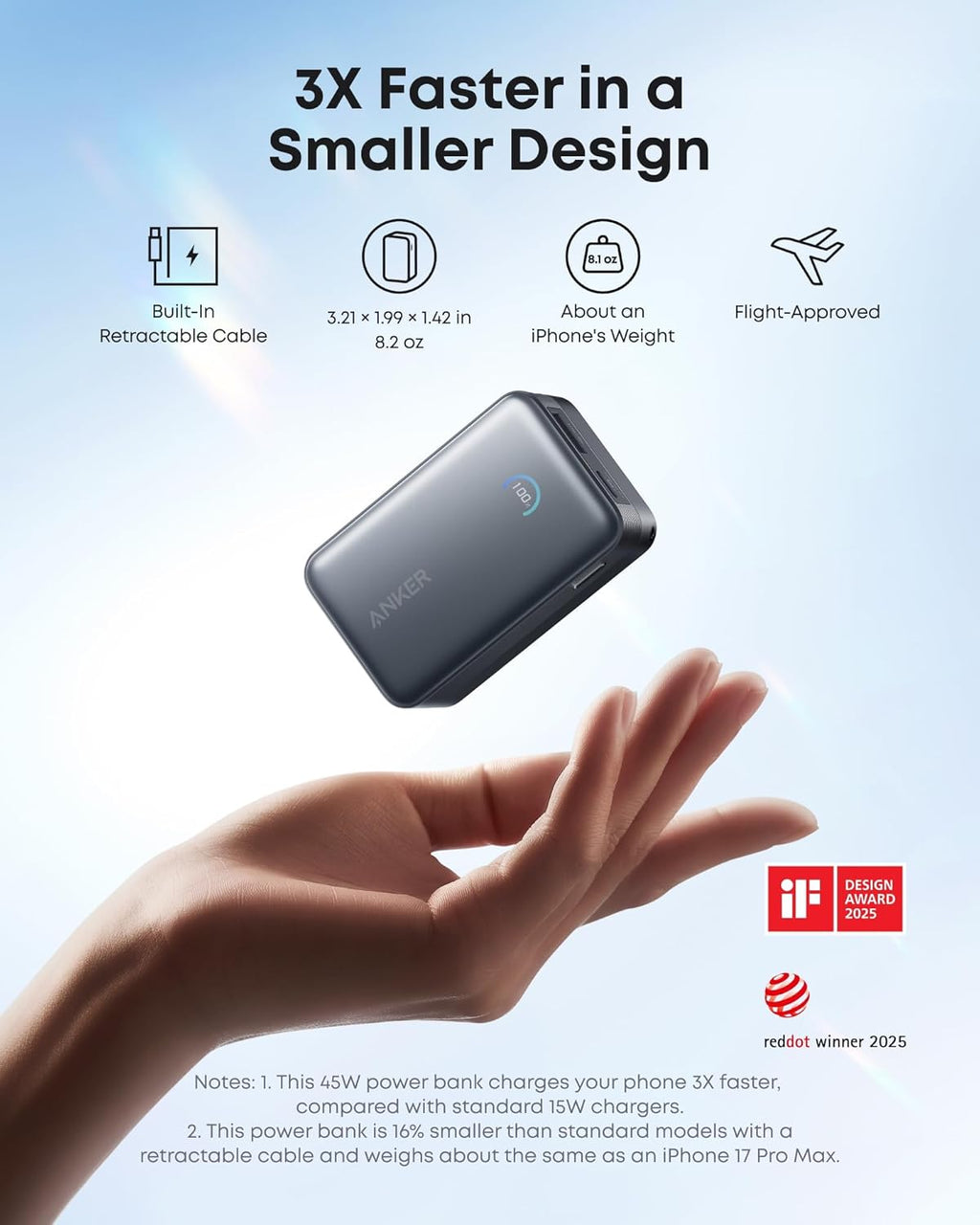 Anker Nano 10K 45W Power Bank with Retractable USB-C Cable