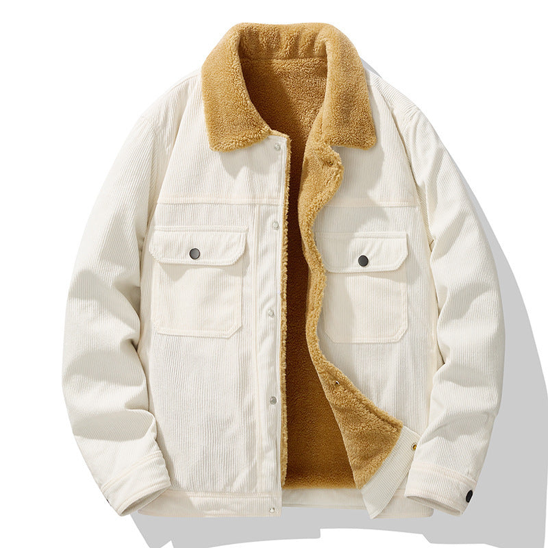 Men's Corduroy Fleece-Lined Winter Jacket