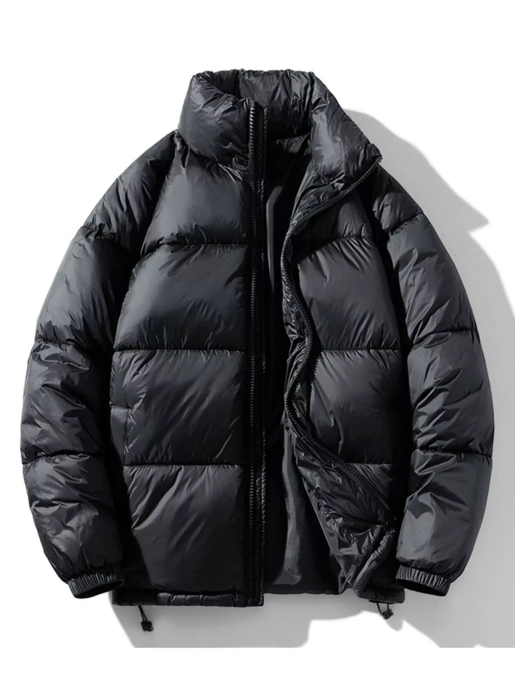 Men's Quilted Puffer Jacket with Stand Collar