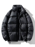 Men's Quilted Puffer Jacket with Stand Collar