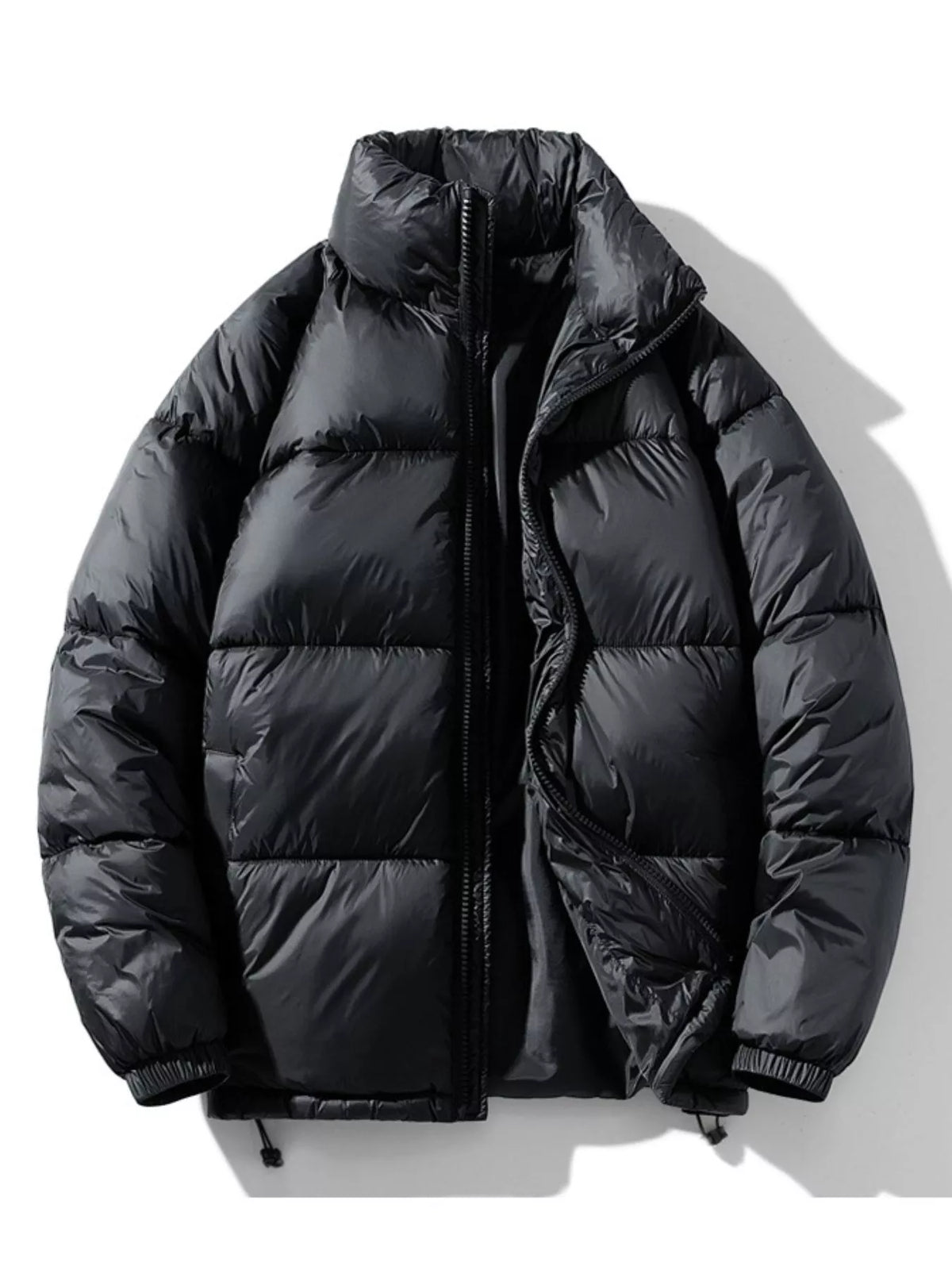 Men's Quilted Puffer Jacket with Stand Collar