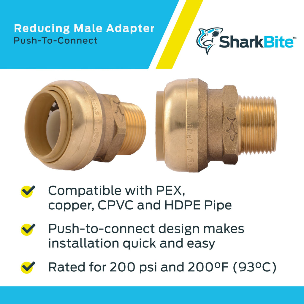 SharkBite 1-in. x 3/4-in. MNPT Adapter — 6 Pack