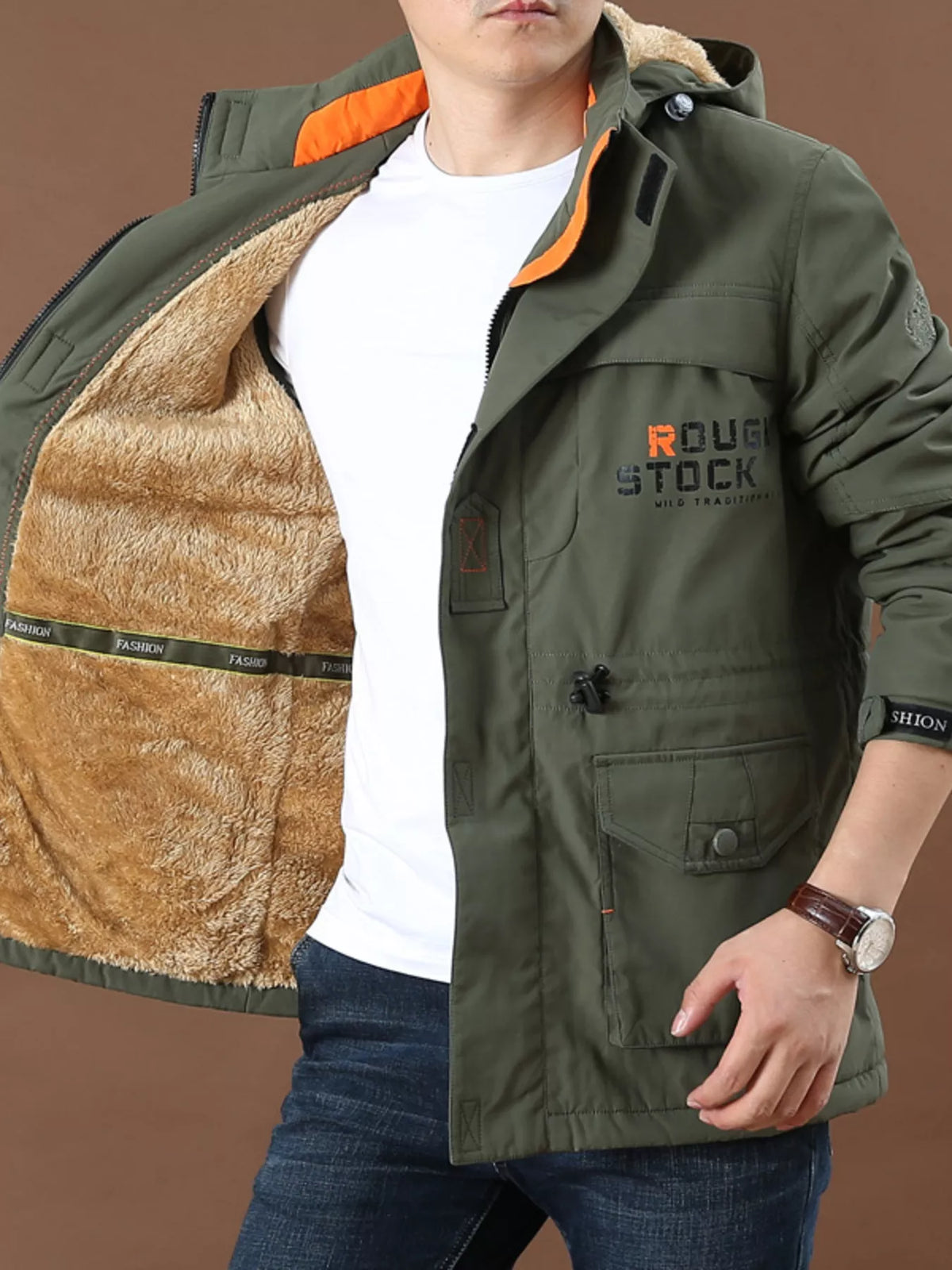 Men's Fleece-Lined Hooded Work Jacket