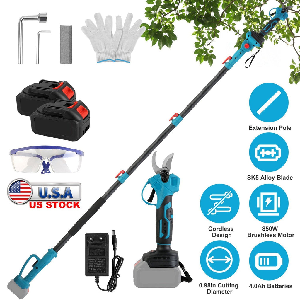 21V Cordless Pruning Shears with Extension Pole