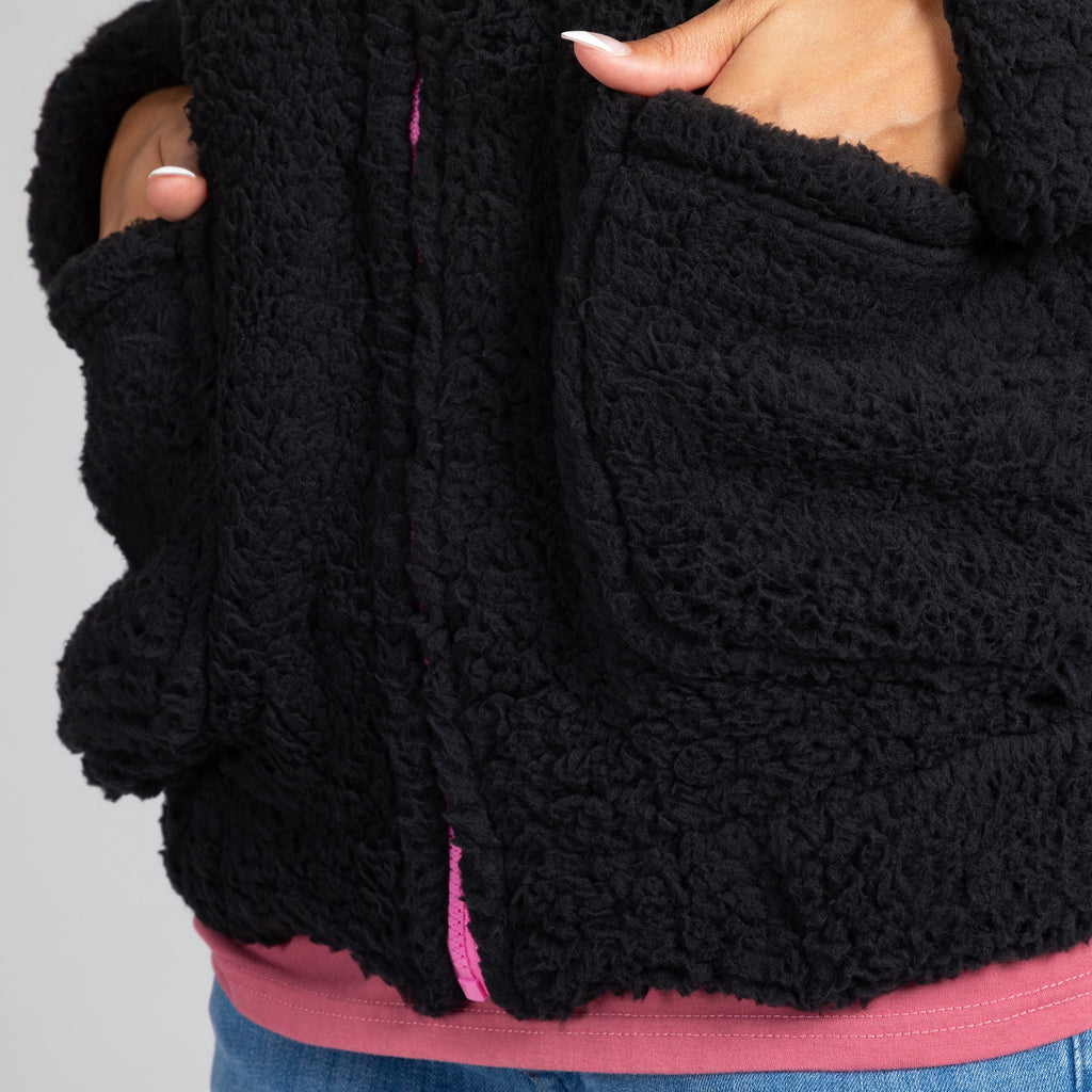 Women's Pink Ribbon Hooded Sherpa Jacket