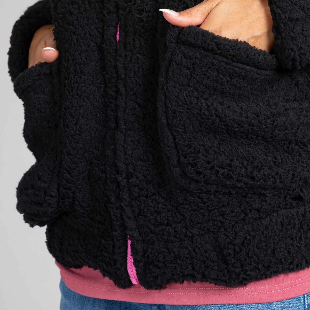 Women's Pink Ribbon Hooded Sherpa Jacket