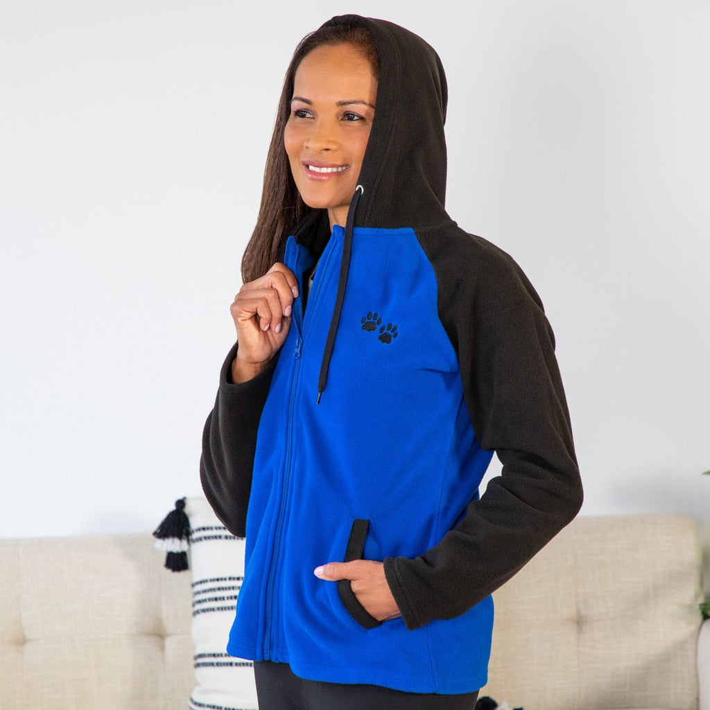 Women's Paw Print Hooded Fleece Jacket