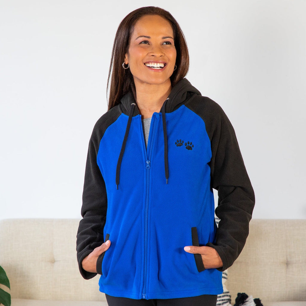 Women's Paw Print Hooded Fleece Jacket