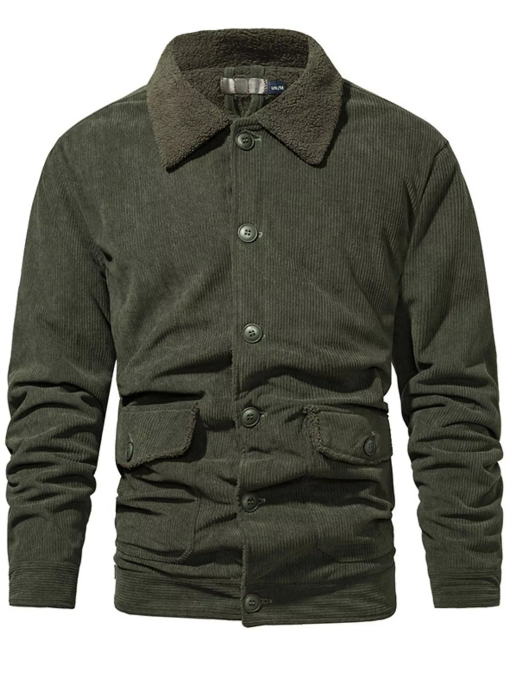 Men's Corduroy Sherpa-Lined Button-Up Jacket